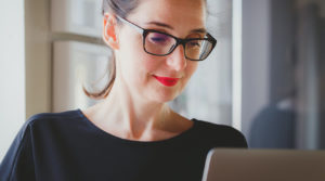 lady working in the open coworking space