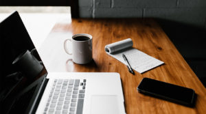 coffee computer and iphone working together